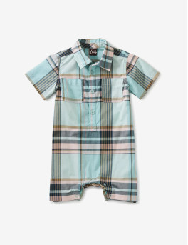 Plaid Buttoned Baby Romper