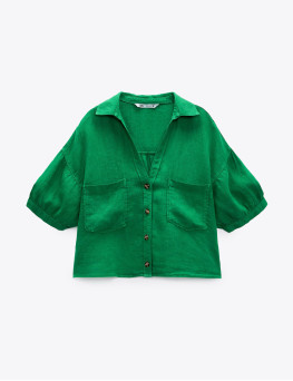 Cara Green Cropped Long Sleeve T-Shirt