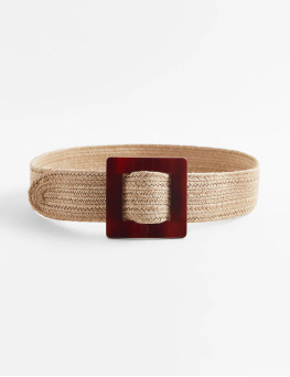 Jute belt with contrast square buckle