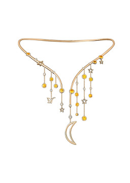 Flamboyant Diamond Adorned Gold Neckwear Set