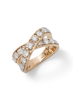 Splendid 18 Karat Rose And White Gold And Diamond Ring