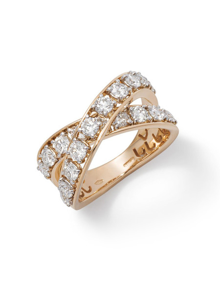 Splendid 18 Karat Rose And White Gold And Diamond Ring