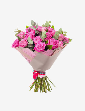 Long Neck Flower Vase With Pink Roses