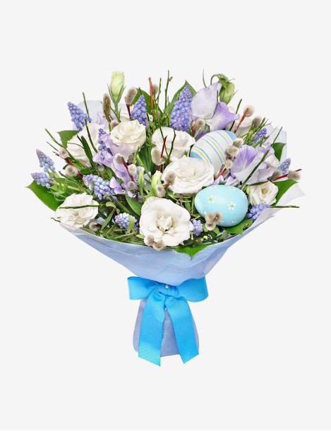 White Roses & Blue Orchids Bunch