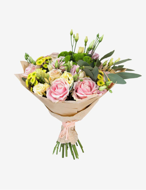 Pink Asiatic Lilies & Roses in Vase