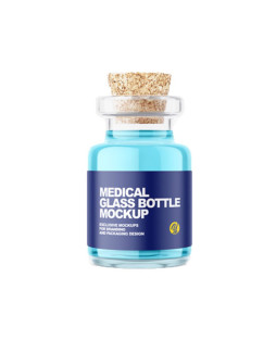 Best Glass Medical Bottle with Cork Mockup