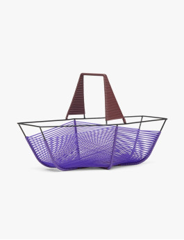 Fruit basket in metal and purple and brown