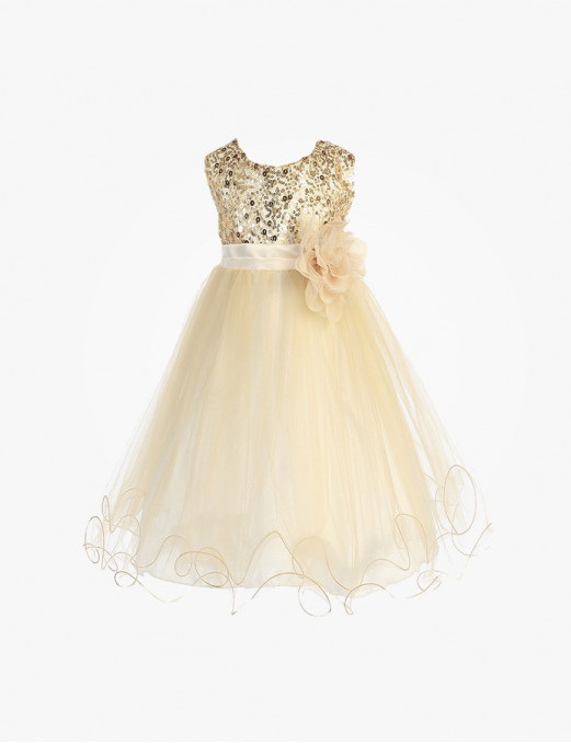 Yellow Cutdana Net Designer Gown