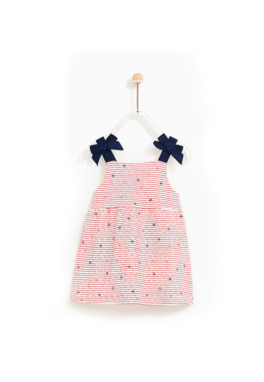 Babyhug Singlet Sleeves Floral Knitted Frock - Pink