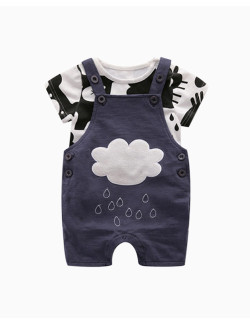 Yaz Tarzı Erkek Bebek Giyim Seti 2 Adet Kısa Kollu  T-shirt 