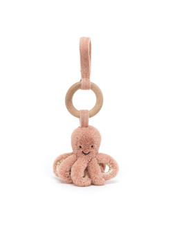 Jellycat Odell Octopus Wooden Ring Baby Stroller Car Seat Toy