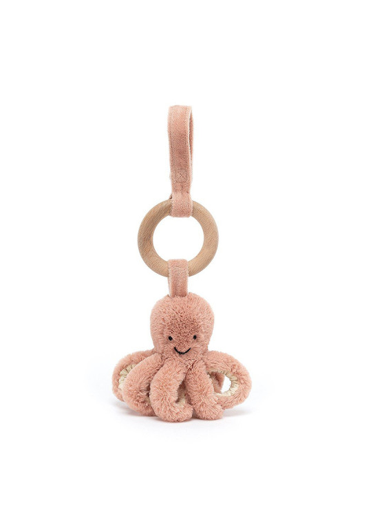 Jellycat Odell Octopus Wooden Ring Baby Stroller Car Seat Toy