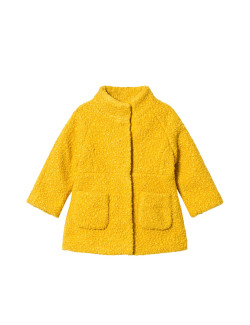 hooded mayoral yellow bouclé coat
