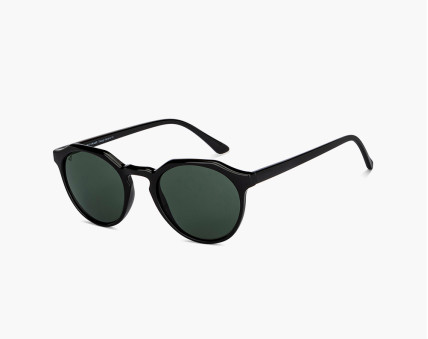 Green lens & black round sunglasses