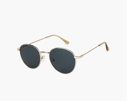 Grey lens & gold toned oval sunglasses