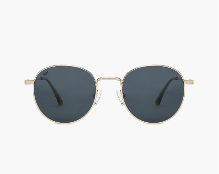 Grey lens & gold toned oval sunglasses