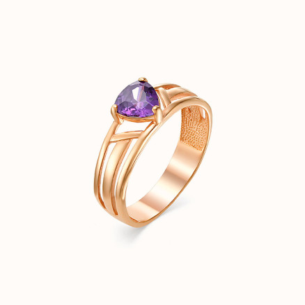Women Copper Amethyst Gold Plated Ring