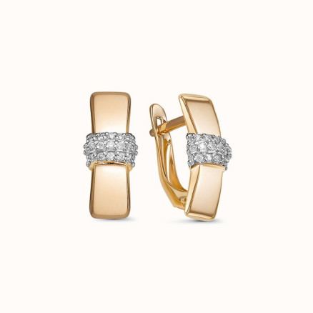 Solid Rose and White Gold Genuine Diamond Earrings