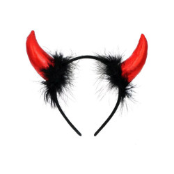 Girls Halloween Red and Black Devil Horns Alice Hair Band