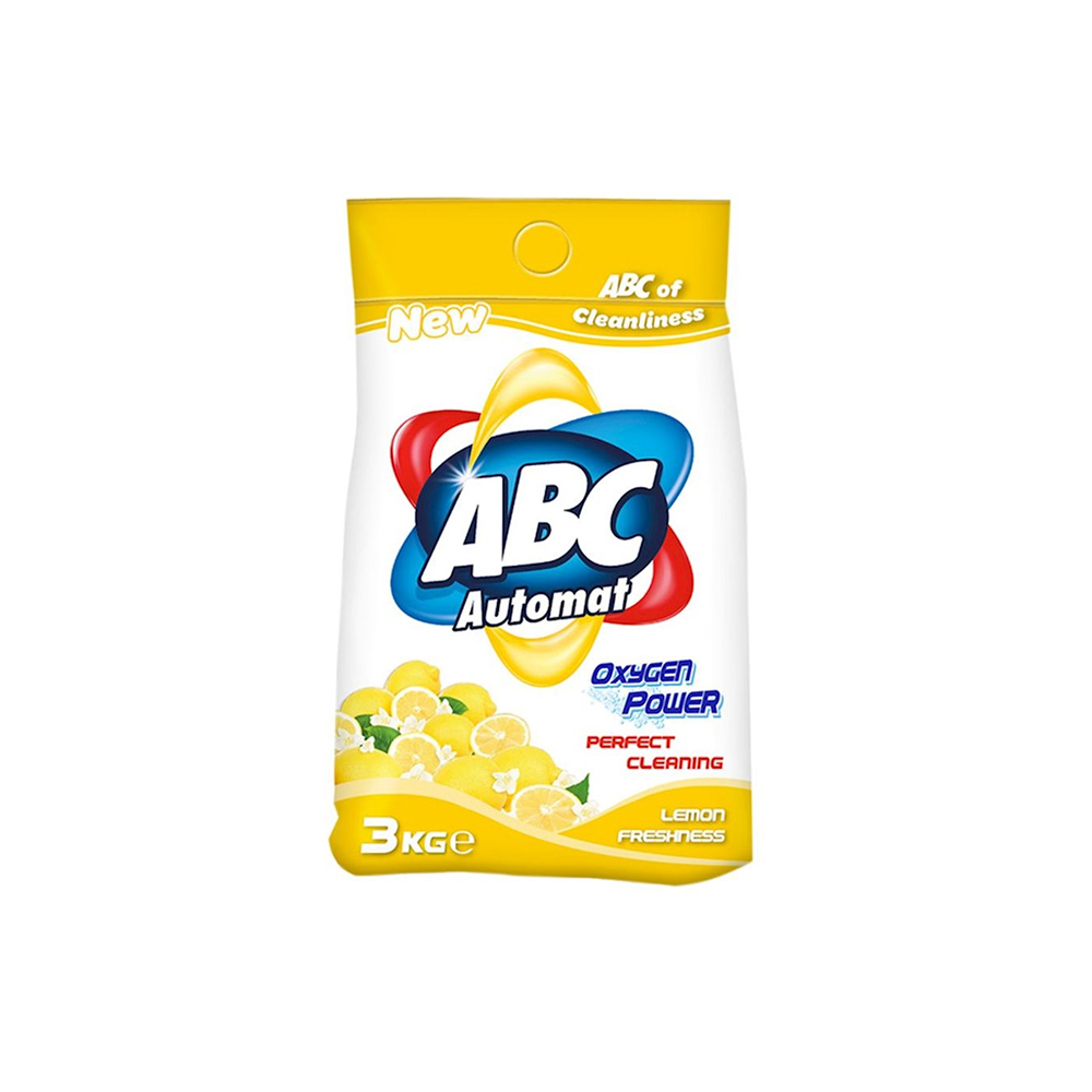 ABC Automatic Laundry Powder Detergent - Lemon Scent, 3 kg